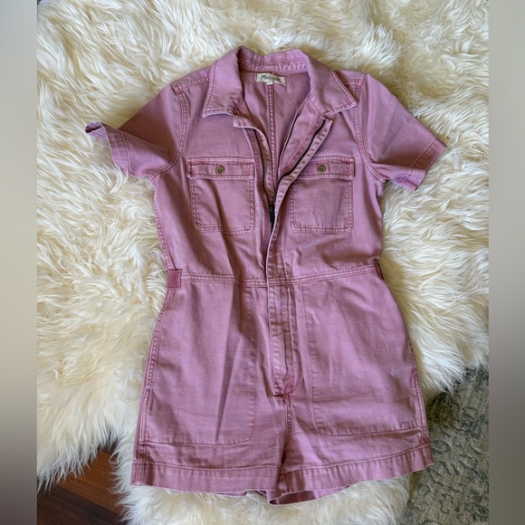 Madewell- Pink Short boiler suit jumpsuit - Picture 5 of 7